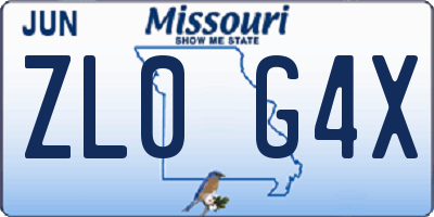 MO license plate ZL0G4X
