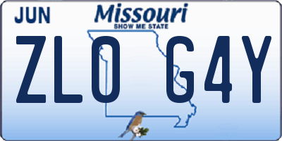 MO license plate ZL0G4Y