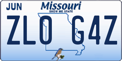 MO license plate ZL0G4Z