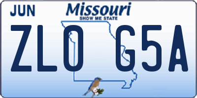 MO license plate ZL0G5A
