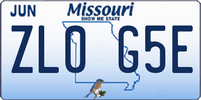 MO license plate ZL0G5E