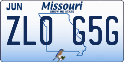 MO license plate ZL0G5G