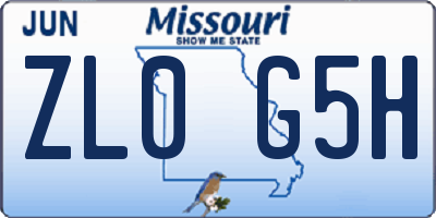 MO license plate ZL0G5H