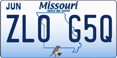 MO license plate ZL0G5Q