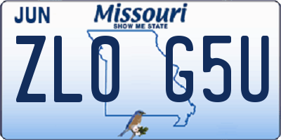 MO license plate ZL0G5U