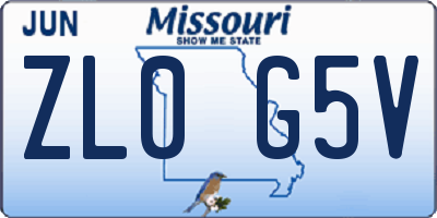 MO license plate ZL0G5V