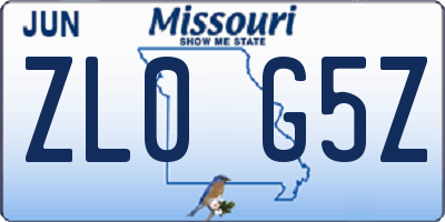 MO license plate ZL0G5Z