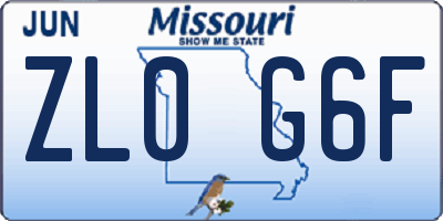 MO license plate ZL0G6F