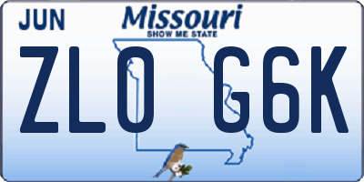 MO license plate ZL0G6K