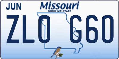 MO license plate ZL0G6O