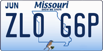 MO license plate ZL0G6P
