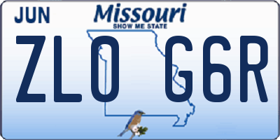 MO license plate ZL0G6R