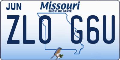 MO license plate ZL0G6U