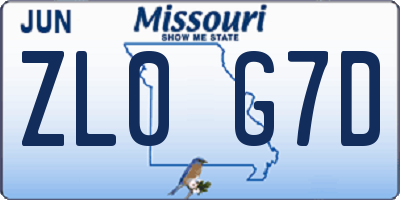 MO license plate ZL0G7D