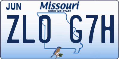 MO license plate ZL0G7H