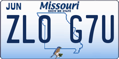 MO license plate ZL0G7U