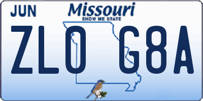 MO license plate ZL0G8A