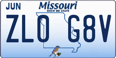MO license plate ZL0G8V