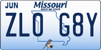 MO license plate ZL0G8Y