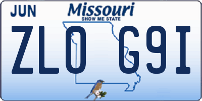 MO license plate ZL0G9I