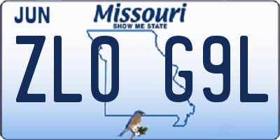 MO license plate ZL0G9L