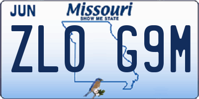 MO license plate ZL0G9M