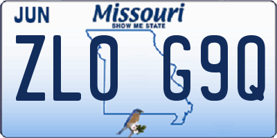 MO license plate ZL0G9Q