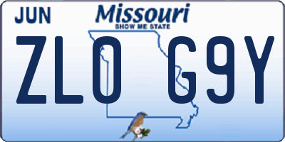 MO license plate ZL0G9Y