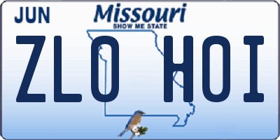 MO license plate ZL0H0I