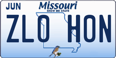 MO license plate ZL0H0N