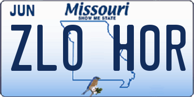 MO license plate ZL0H0R