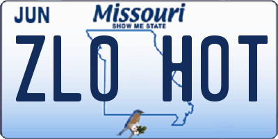 MO license plate ZL0H0T