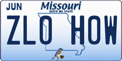 MO license plate ZL0H0W