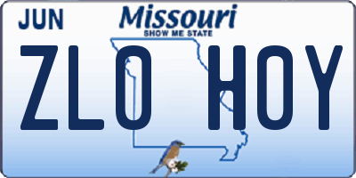 MO license plate ZL0H0Y
