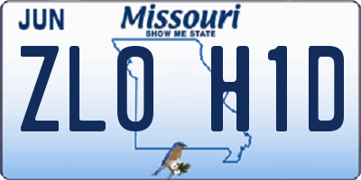 MO license plate ZL0H1D