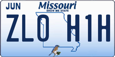 MO license plate ZL0H1H