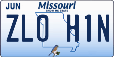 MO license plate ZL0H1N