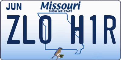 MO license plate ZL0H1R