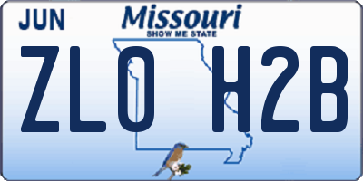MO license plate ZL0H2B