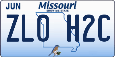 MO license plate ZL0H2C