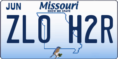 MO license plate ZL0H2R