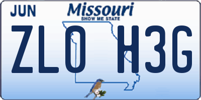 MO license plate ZL0H3G