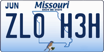 MO license plate ZL0H3H