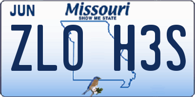 MO license plate ZL0H3S