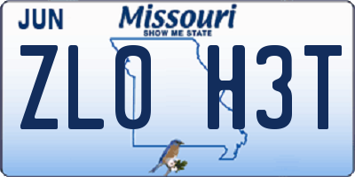 MO license plate ZL0H3T