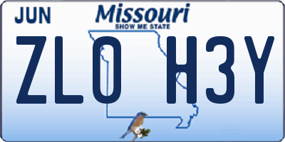 MO license plate ZL0H3Y