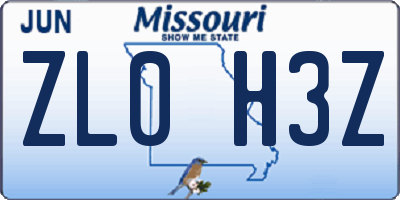MO license plate ZL0H3Z