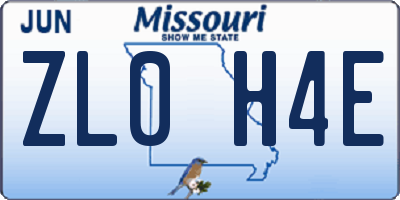 MO license plate ZL0H4E