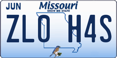 MO license plate ZL0H4S