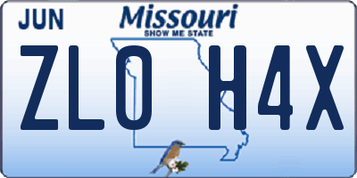 MO license plate ZL0H4X
